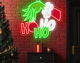Grinch HO Neon Sign: Whimsical Christmas Wall Decor