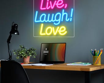 Live Laugh Love LED Neon Sign: Snarky Farmhouse Wall Decor