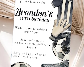 Soccer Birthday Invitation, Editable Soccer Party Invite, Sports Theme, Kids Football Birthday, Instant Download, Digital Template | 5x7inch