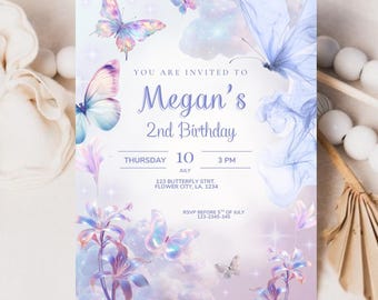 invitación de mariposa, invitación de mariposa rosa, invitación floral, primer cumpleaños de hada, invitación de cumpleaños de niña, invitación de cumpleaños, regalos de fiesta