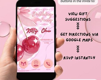 Evite Coquette Pink Bow Birthday Invitation, Pink Bow Birthday Invitation, Ribbon Birthday Invitation, Pink Coquette Bow Invite Evites