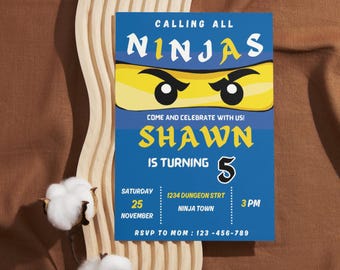 Editable Ninja Invitation, Kids Ninja Invite, Ninja Birthday Invite, Digital kids invitation, Instant download, Canva