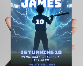 Bearbeitbare Baseball Party-Einladung, druckbare Baseball für Jungen, digitale Canva-Vorlage, sofortiger Download einladen, Baseball-Geburtstag einladen