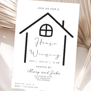 Editable House Warming Invitation, House Warming Party, Modern, Minimalist, Printable or Text Invite