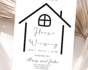 Editable House Warming Invitation, House Warming Party, Modern, Minimalist, Printable or Text Invite