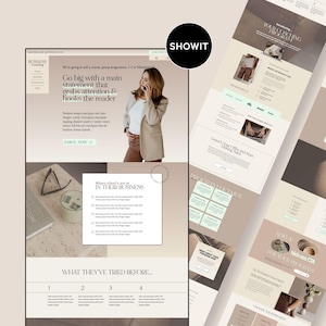 Showit-verkooppaginasjabloon voor coaches en makers van cursussen | Add-on websiteontwerp, servicepagina's, aanpasbare bestemmingspagina