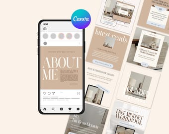 Beige Social Media Templates for Therapists: Canva Instagram Posts