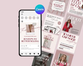 Pink Social Media Templates for Coaches: Canva Instagram Posts