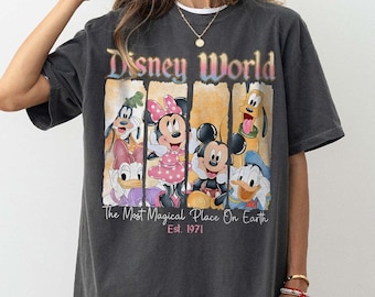 Retro Disney World Est. 1971 Comfort Farben Shirt, Disney Micky und Freunde T-Shirt, Disney Parks Aquarell Shirt, Disneyworld Reise 2026 Shirt