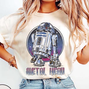 Retro Star Wars R2-D2 Metal Head Shirt, Star Wars Droid Shirt, Galaxy&#39;S Edge Trip, Mickey Star Wars Shirt,  Disneyland Vacation Shirt