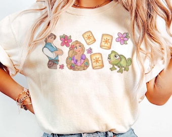 Retro Rapunzel comfort kleuren shirt, vintage verwarde prinses T-shirt, Disney prinses vakantie shirt, Magic Kingdom Trip T-shirt, Flynn Rider shirt