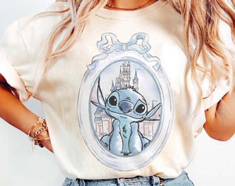 Disney Stitch Comfort Colors Shirt, Retro Stitch Coquette Shirt, Magical Kingdom Shirt, Disney Castle Shirt, Vintage Disney Bow Shirts
