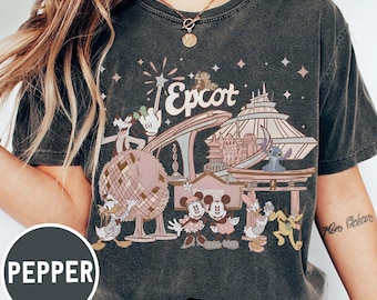 Retro Micky und Freunde Disney Epcot Comfort Farben Shirt, Disney Epcot Shirt, Disney Trip Shirts, Disney Familie T-Shirt, Disney Passendes Shirt