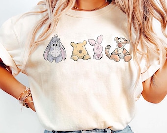 Vintage  Winnie the Pooh and Friends Comfort Colors Shirt, Reto Tigger Piglet Eeyore Tee, Cute Disney Pooh Bear Shirt, Family Trip Shirts