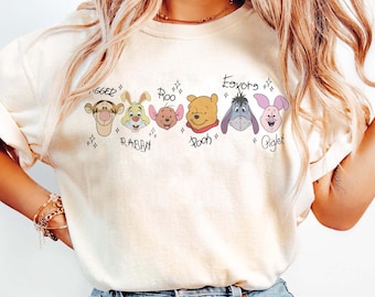 Camiseta retro de Winnie the Pooh, camiseta de Tigger, Piglet, Ígor, Disney Friends, camiseta del adorable oso Pooh, camiseta de viaje familiar a Disney 2025