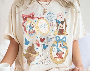 Camisa retro Disney Coquette Bow Mickey Sorcerer con algo de imaginación, ¿eh? Colores cómodos, camisas Walt Disney Fantasia Mickey, camiseta Fantasia Mickey