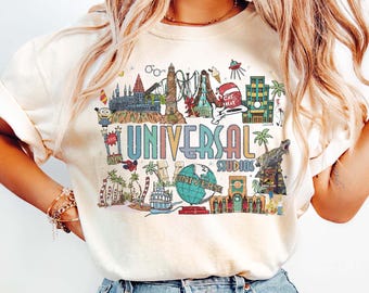 Camiseta retro vintage de Universal Studios, camiseta de Universal Studios, camiseta de viaje familiar de Universal, camiseta de Universal, camiseta de Universal Florida