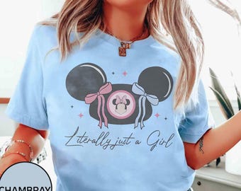 Retro Minnie Coquette boog letterlijk gewoon een meisje shirts, Minnie Mouse Mickey Hat T-shirt, girly esthetisch Disney Girl Trip T-shirt, Magic Kingdom-T-shirt