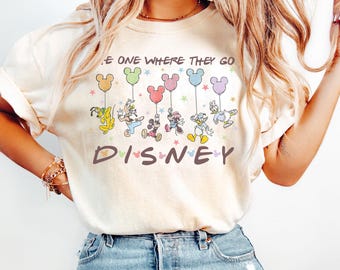 Camiseta retro de Disney con globos de Mickey y compañía, camiseta de Mickey y sus amigos, atuendo de vacaciones de Disney, camiseta de Mickey con globos, camiseta de viaje familiar de Disney