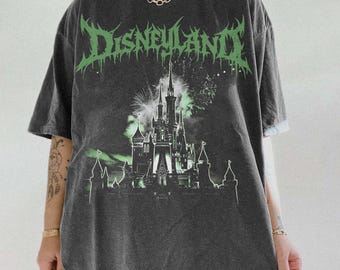 Vintage Disneyland Metal Shirt, Disney Goth Punk T-shirt, Deathmetal Halloween Graphic, Goth Disney Fan Gift, Disney Halloween Shirt, Punk T-shirt