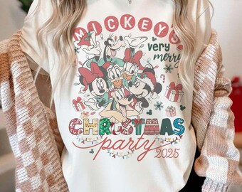 Vintage Mickey's Very Merry Christmas Party 2025 Shirt, Disney Family Xmas Shirt, Disney Holiday Trip Shirts, Disneyland Family Matching Tee