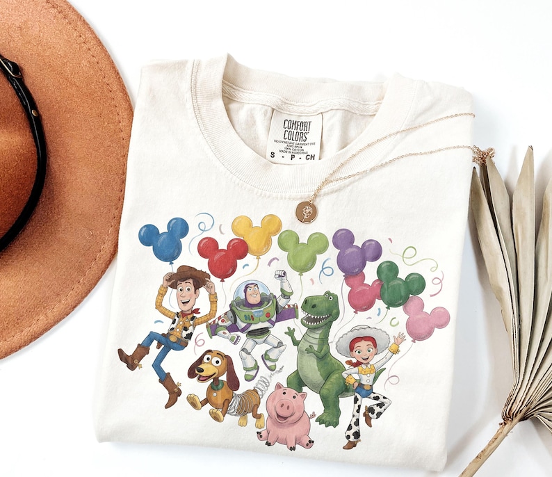 Comfort Colors Disney Toy Story Balloons Shirt, Toy Story Disney Family Trip Tee, Disney World Movie Characters Tee, Retro Disney Gift Shirt image 1