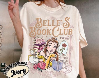 Shirt Belle's Book Club 1991, verhaal zo oud als de tijd Shirt Belle's Book Cafe, shirt retro Belle en het beest, T-shirt Belle Princess, boekenliefhebber
