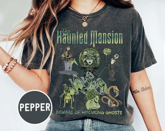Camiseta retro de la Mansión Encantada de Disney con colores cómodos, Bienvenidos Mortales Insensatos, Fantasma haciendo autostop, Camiseta de viaje de Disney para chicas, Halloween femenino 2025