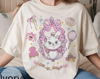 Camiseta retro con lazo de coqueta y acuarela de Disney Marie Cat "Soy una dama", camiseta de Los Aristogatos, camiseta para chicas de Disneyland, camiseta para amantes de los gatos, camiseta para viajes a Disney
