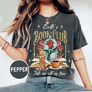 Komfortfarben Vintage Belles Book Club Hemd, Geschichte so alt wie die Zeit, Prinzessinnenhemden, Belles Bücher Hemd, Geschenk für Buchliebhaber Hemd