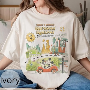 Retro Happy 5th anniversary Mickey & Minnie&#39;s Runaway Railway T-shirt, Disney Nothing Can Stop Us Now Shirt, Disneyland Family Vacation 2025