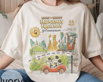 Retro glückliches 5-jähriges Jubiläum Mickey & Minnies Runaway Eisenbahn T-Shirt, Disney NICHTS kann uns jetzt stoppen Shirt, Disneyland Familienurlaub 2025
