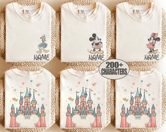 Disney Castle All Characters Comfort Colors Shirt, Mickey And Friends Tee, Minimal Disney Trip Tee, Magic Kingdom Shirts, Castle Balloon Tee
