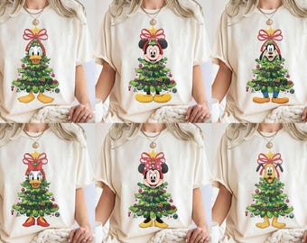 Retro Christmas Tree Mickey And Friends Shirt, Disneyland Christmas Tree Shirt, Disney Christmas Family Trip Shirt, Very Merry Christmas Tee