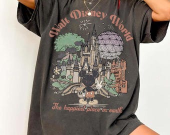 Camiseta retro de Mickey Disneyworld con colores cómodos, camiseta de Walt Disneyworld, camisetas de Mickey y sus amigos, viaje a Disney 2026, camiseta a juego de Disneyworld