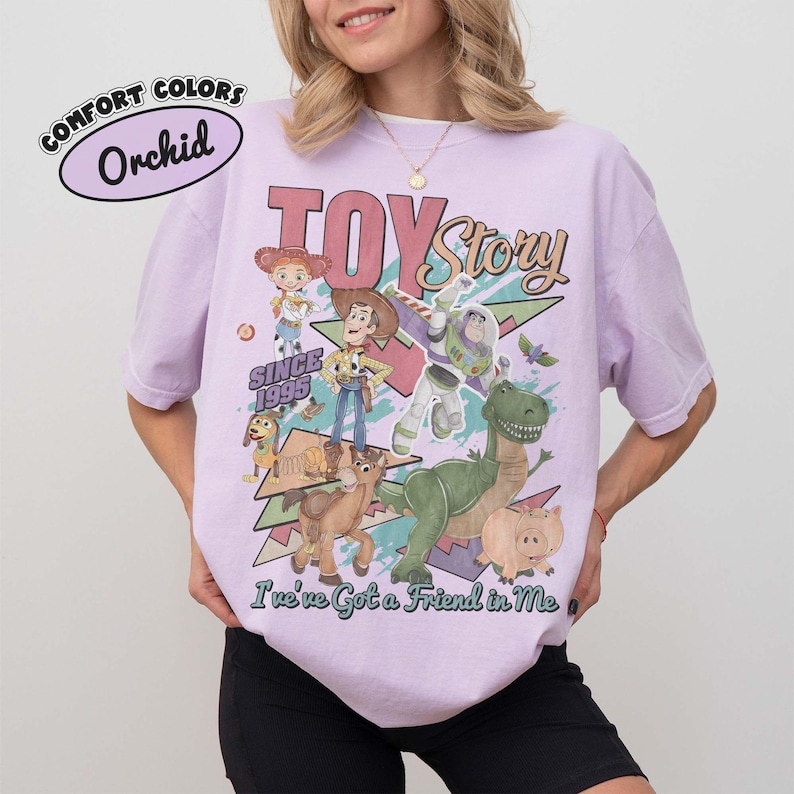 Retro Disney Toy Story 1995 Comfort Colors Shirt, Woody Buzz Lightyear Rex Tee, WDW Disneyland Family Vacation 2026 Trip, Disney Pixar Fest image 4