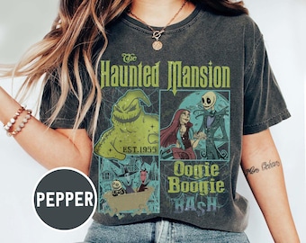 Nightmare On Main Street Komfortfärger-skjorta, Halloween-skjorta för kvinnor, Halloween-höstskjorta Retro Halloween-skjorta, Haunted Mansion-skjorta