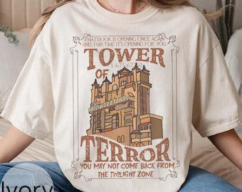 Retro Disney Tower Of Terror Comfort Colors Shirt, Twilight Zone Shirt, Disney Rides Shirt, Hollywood Studios Shirt, Disney Trip 2025 Shirts