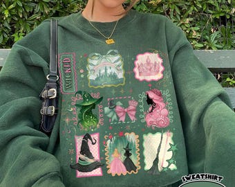 Retro Wicked Sweatshirt, Vintage Wizard Defying Gravity Tee, Pink Green Musical Shirt, Elphaba Glinda Shirts, Wizard Movie Fan Gifts Shirt