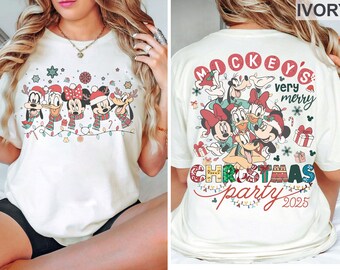2Sided Mickey's Very Merry Christmas Party 2025 Shirt, Disney Family Xmas Shirt, Disney Holiday Shirt, Matching Family Christmas 2025 Shirts