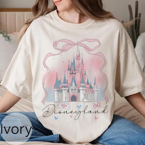 Retro Disneyland Comfort Colors Shirt, Coquette Bow Disneyland Castle Shirt, Disney Girl Trip Shirt, Disney Birthday Shirt, Disney Vacay Tee