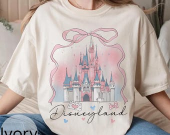 Retro Disneyland Comfort Colors Shirt, Coquette Bow Disneyland Castle Shirt, Disney Girl Trip Shirt, Disney Birthday Shirt, Disney Vacay Tee