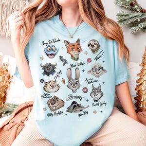 Koszulka Comfort Colors® Disney Zootopia Characters Signature Sketch Tee, Koszulki rodzinne Disneyland, Koszulka Zootropolis Judy Hopps Nick Gary Nibbles Bogo Tee zdjęcie 7
