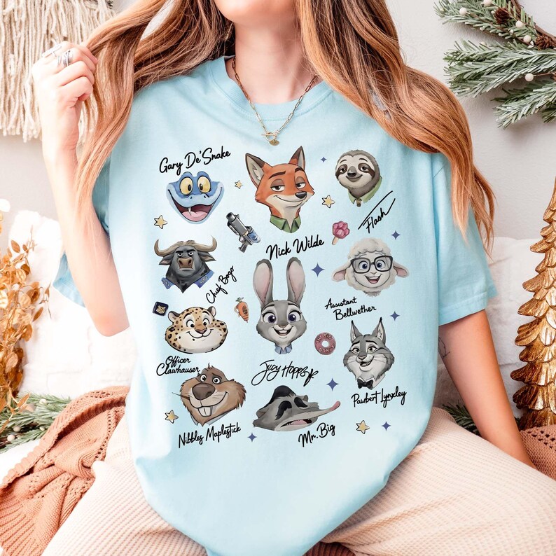 Koszulka Comfort Colors® Disney Zootopia Characters Signature Sketch Tee, Koszulki rodzinne Disneyland, Koszulka Zootropolis Judy Hopps Nick Gary Nibbles Bogo Tee zdjęcie 7