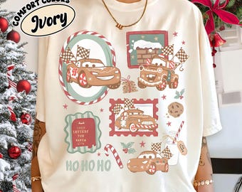 Retro Disney Lightning McQueen Cars Gingerbread Christmas Shirt, Mickey's Very Merry Xmas Party, Mater Sally Doc Hudson Shirt, Holiday Gifts