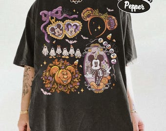 Retro Disney Mickey Halloween Coquette Shirt, Disney Halloween Trip Shirt, Halloween Shirt, Disneyland Halloween Tee, Halloween Vacation Tee