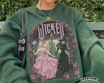 Retro Wicked Changed For Good Sweatshirt, Wizard Defying Gravity Comfort Colors Shirt, Pink And Green Musical, Broomstick Magic Wand Tee