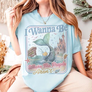 Retro I Wanna Be Where The People Aren't Comfort Colors Shirt, Little Mermaid Introvert Tee, WDW Family Trip 2026 Tee, Disney Princess Ariel image 7