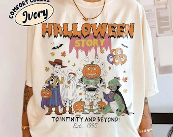 Retro Disney Toy Story Halloween Skeleton Shirt, To Infinity and Boo Yond, Woody Buzz Lightyear Jessie Halloween Shirt, Disneyland Halloween