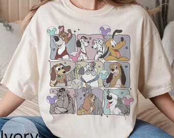 Retro Disney Dogs Comfort Colors Shirt, Dog Lovers Shirt, Disneyland Shirt, Disney World Shirt, Cute Disney Dog Gift, Disney Family Trip Tee